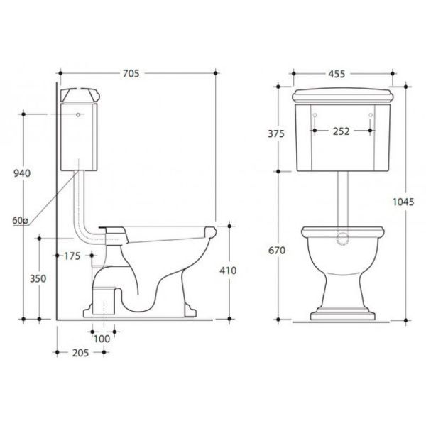 Труба для низкого бачка Kerasan 757190 хром